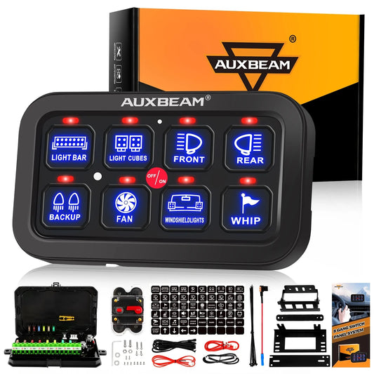 Auxbeam BA80 8 gang multifunction switch panel (blue or green)