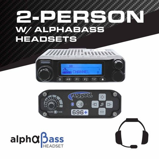 2 Person - 696 Complete Communication Intercom System - with ALPHA BASS Headsets