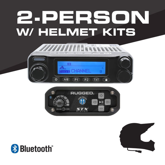 2 Person - BUILDER KIT with STX STEREO Bluetooth Intercom and M1 Waterproof Rugged Radio