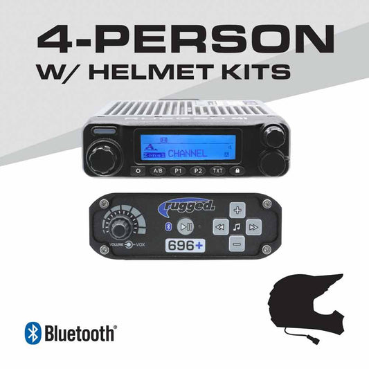 4 Person - 696 Complete Communication Intercom System - with Helmet Kits