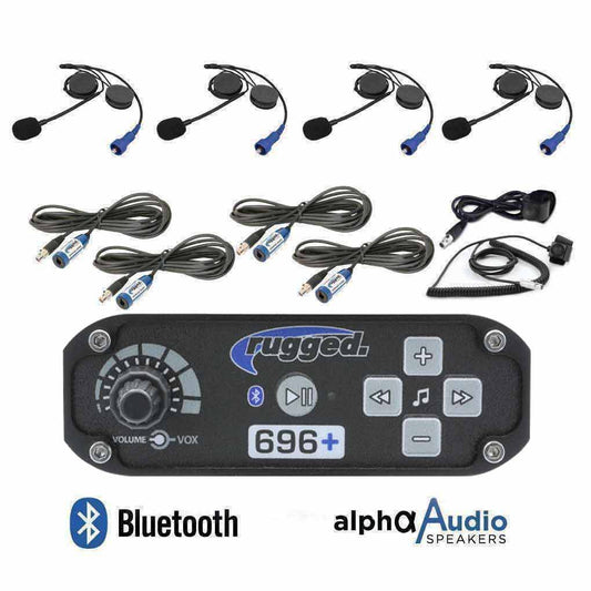 4 Person - RRP696 Bluetooth Intercom System with Alpha Audio Helmet Kits