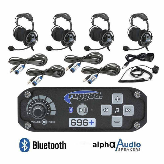 4 Person - RRP696 Bluetooth Intercom System with Over the Head OTH Headsets