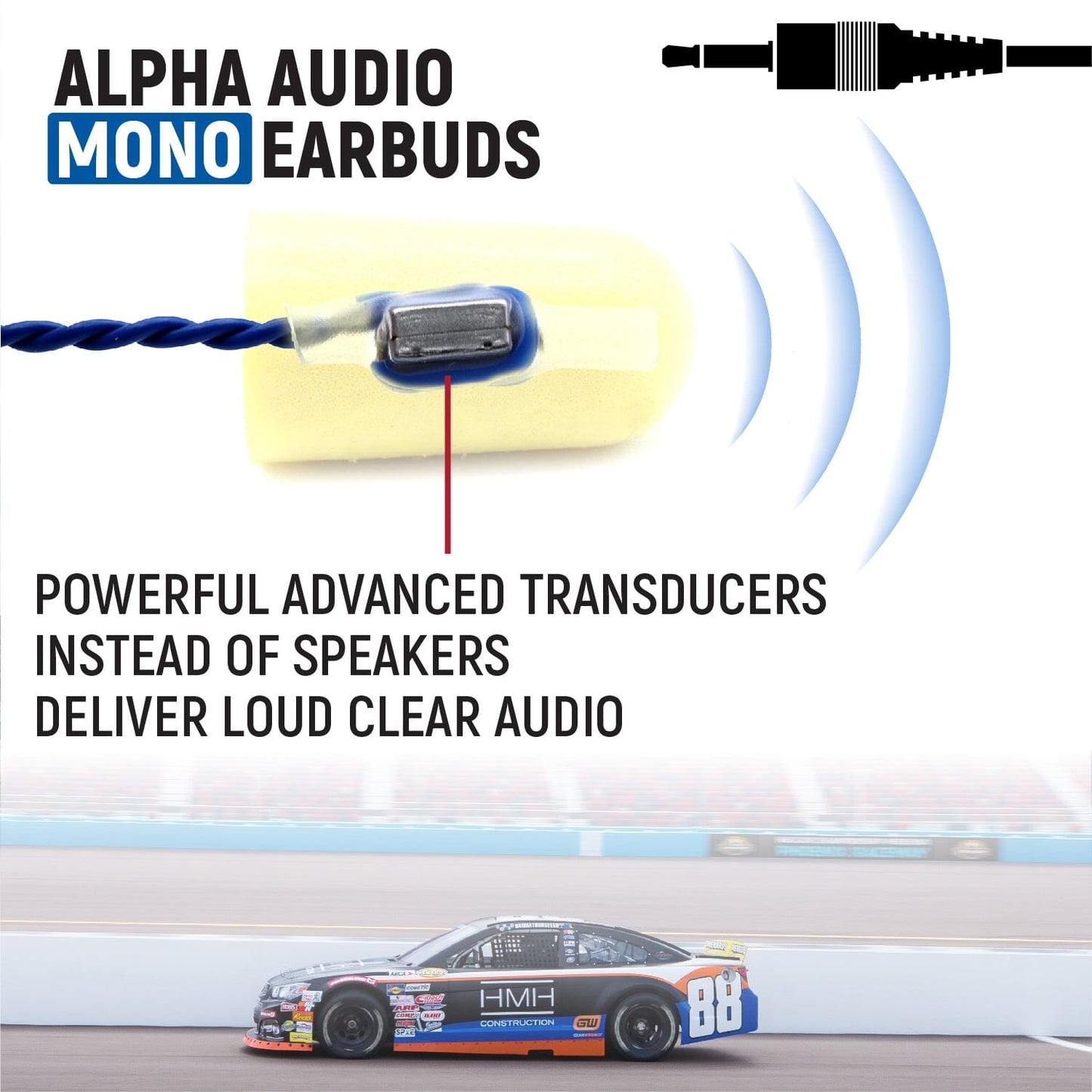 AlphaBud Foam Earbud Speakers - Mono