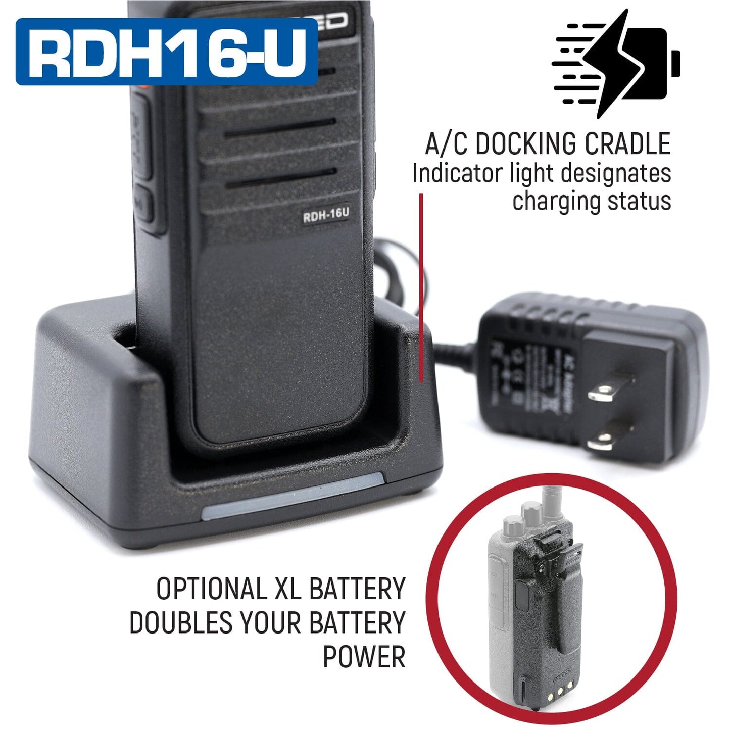 Rugged RDH16 UHF Business Band Handheld Radio - Digital and Analog