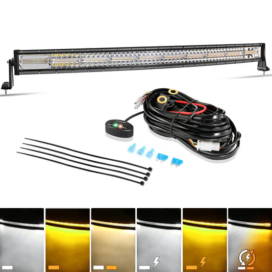 Auxbeam 6 MODES SERIES 42 INCH WHITE&AMBER CURVED OFF ROAD LED LIGHT BAR