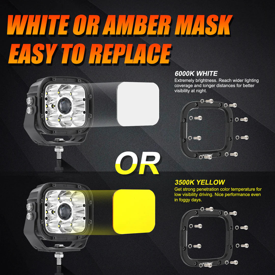 Auxbeam X-Pro 5 inch LED pod - Amber and Clear lens