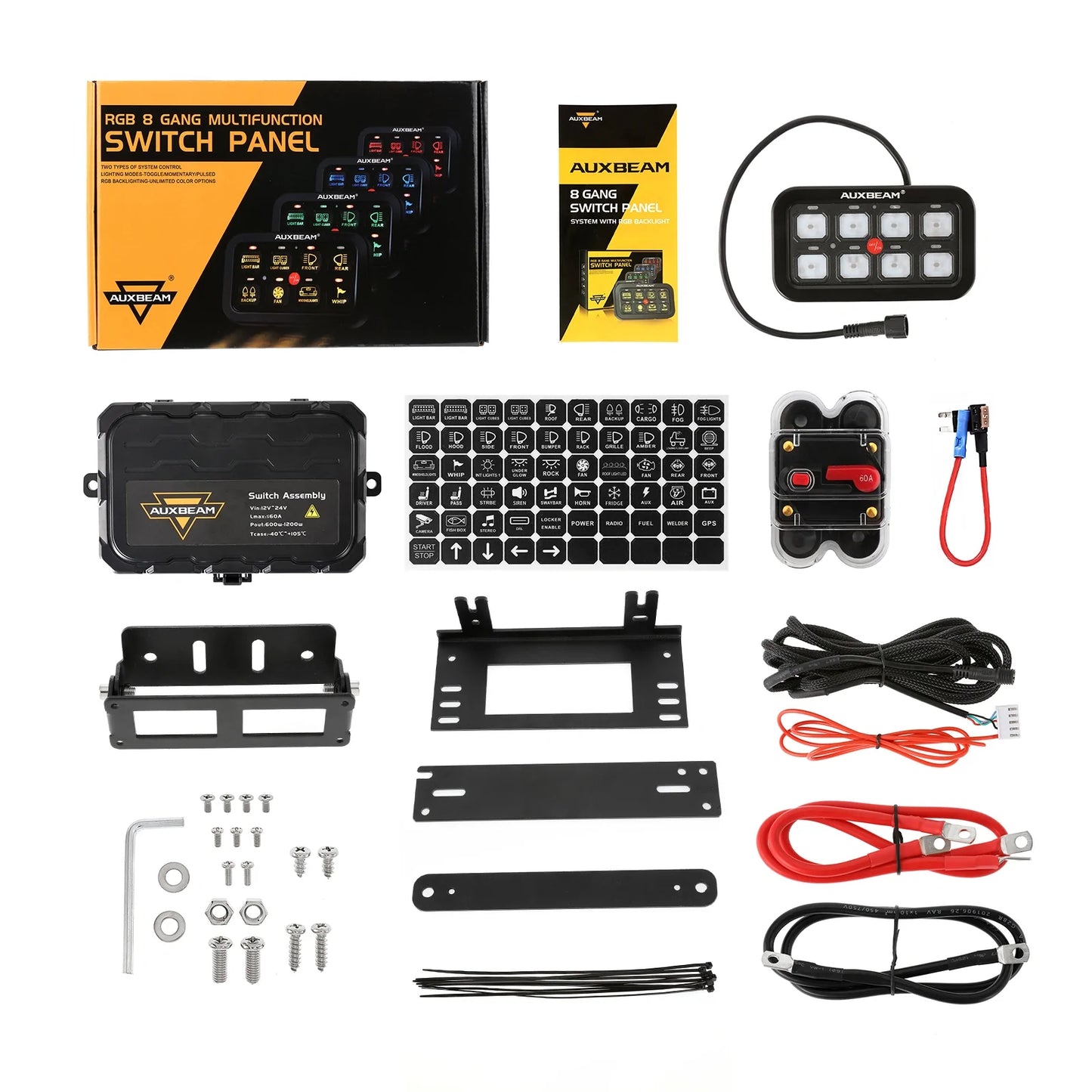 Auxbeam AR-800 Multifunction RGB 8 Gang Bluetooth Switch Panel