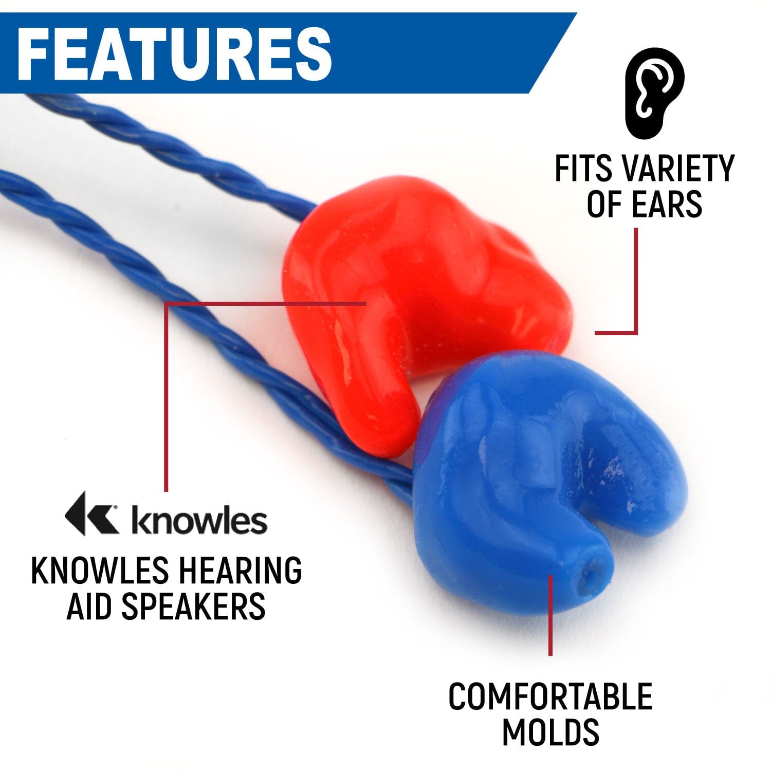 Challenger Semi-Custom Molded Ear Bud Speakers with 1/8" Mono Plug