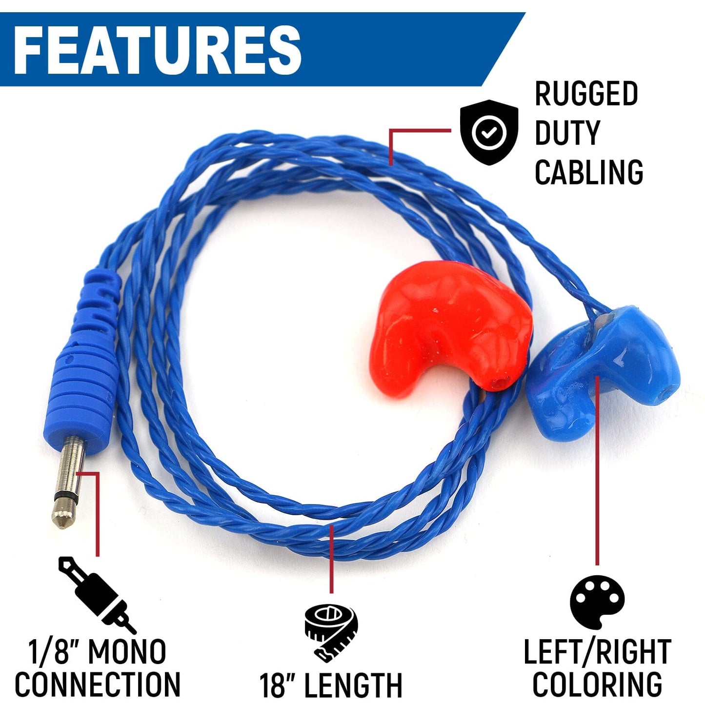 Challenger Semi-Custom Molded Ear Bud Speakers with 1/8" Mono Plug