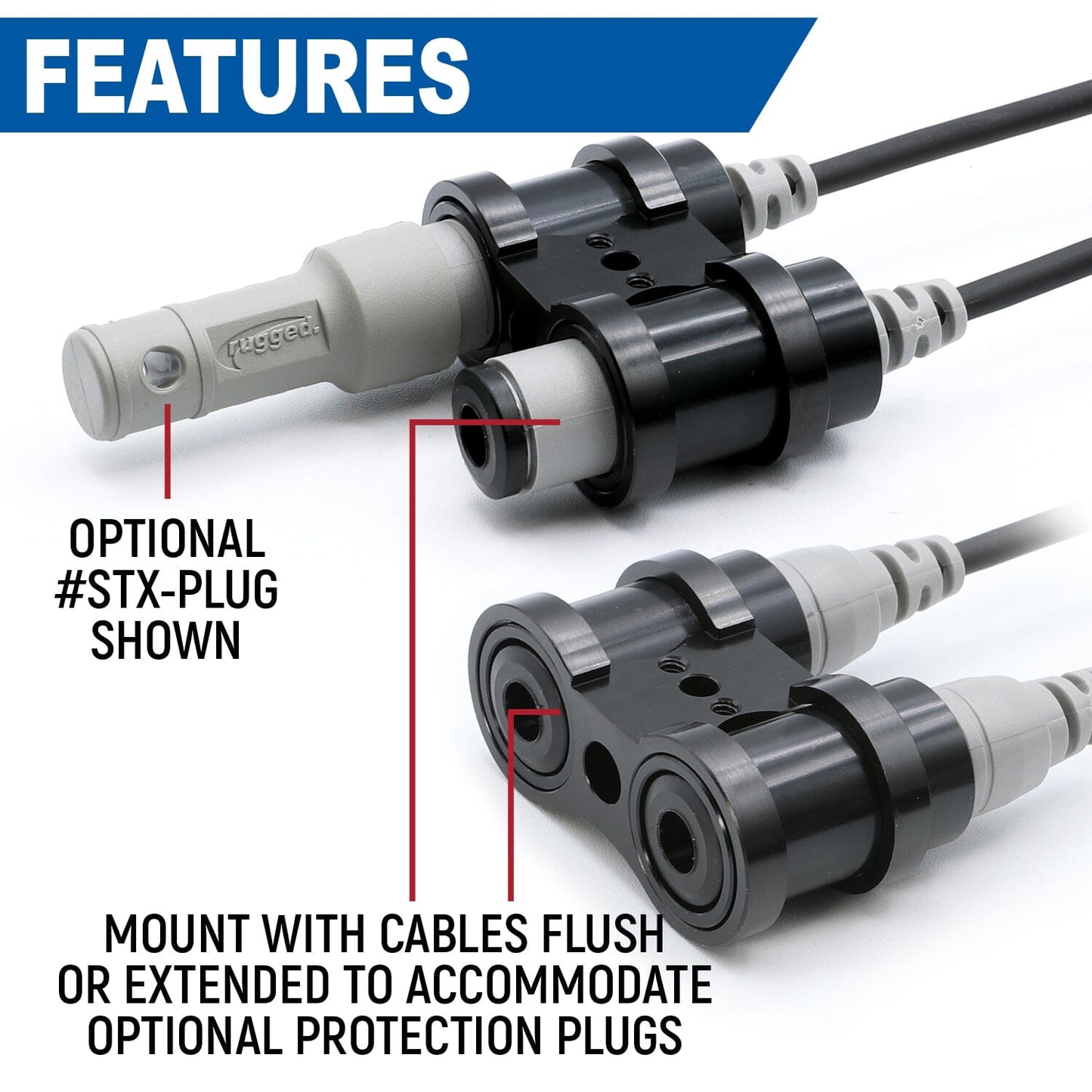 Dual Headset or Helmet STX STEREO Jack - Bar Mount