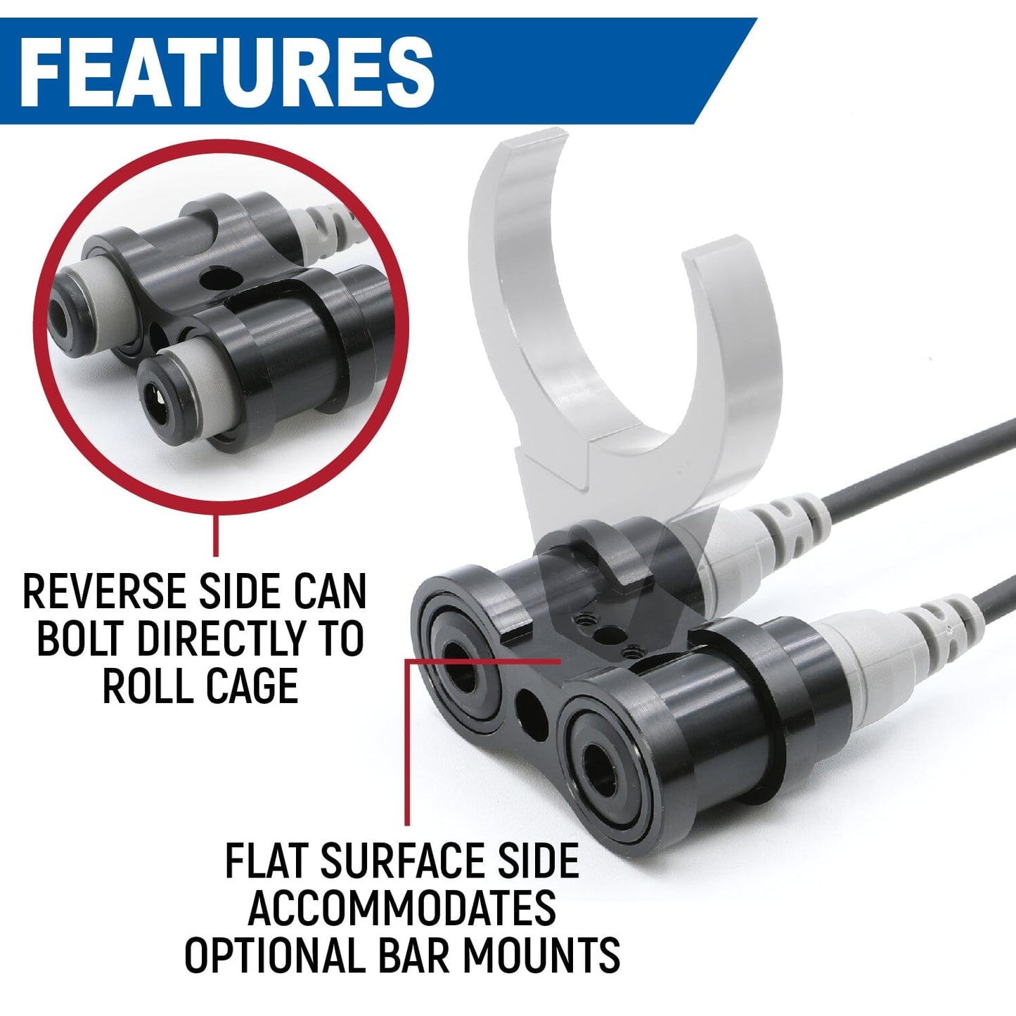 Dual Headset or Helmet STX STEREO Jack - Bar Mount