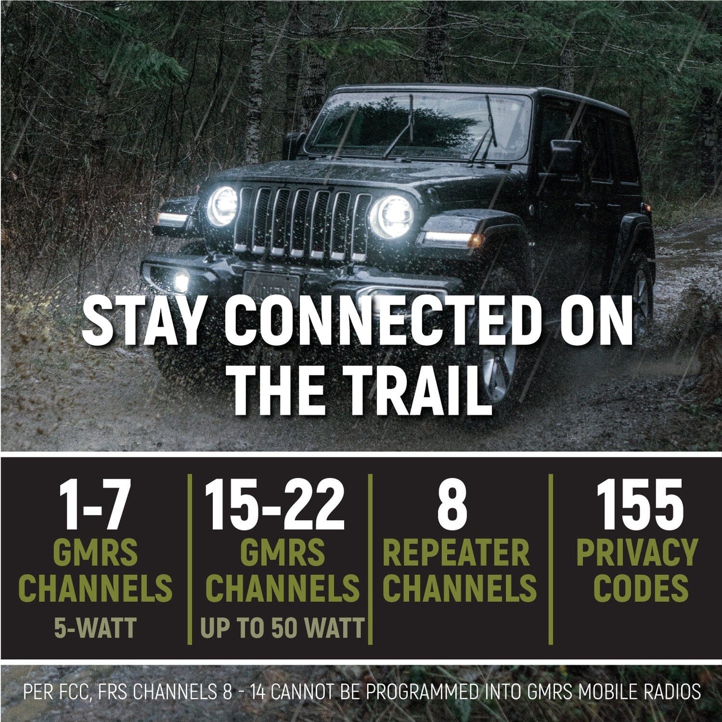 Jeep Wrangler JL, JLU, and Gladiator JT Two-Way GMRS Mobile Radio Kit