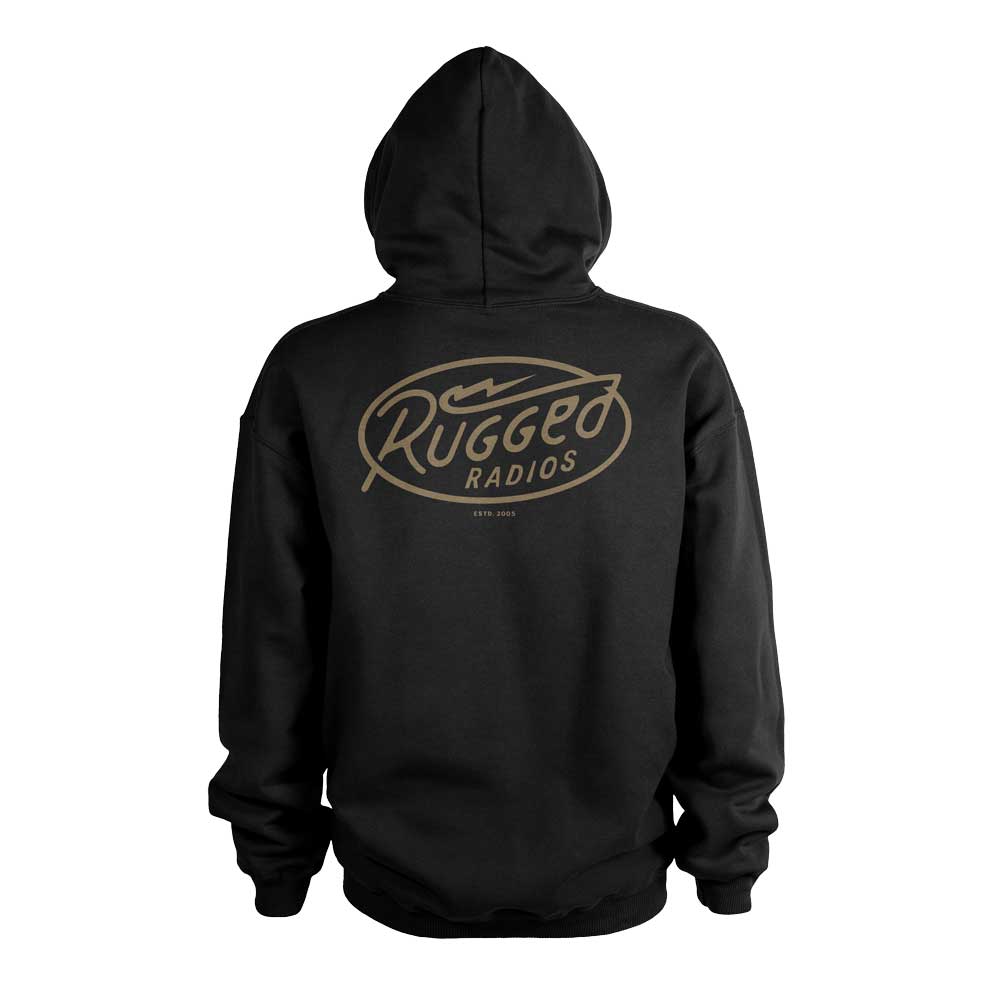 Rugged Radios 'Bolt' Men's Pullover Hoodie - Black