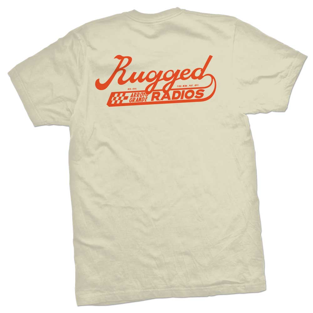 Rugged Radios 'Script' Men's T-Shirt - Natural / Orange