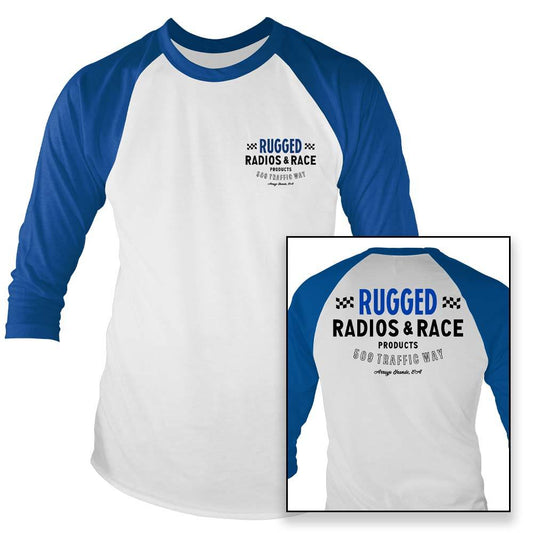 Vintage 'Rugged Radios & Race' Men's Long Sleeve T-Shirt - Blue / White