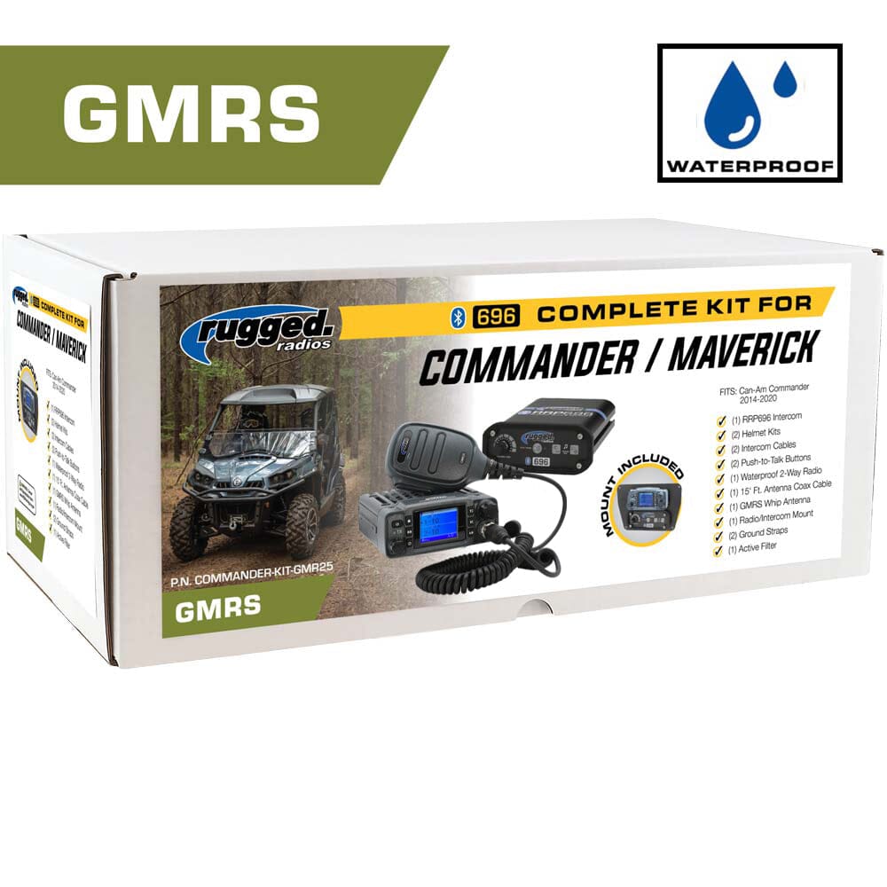 WATERPROOF 25-Watt GMRS Radio - Can-Am Commander Maverick Complete UTV Communication Intercom Kit with Glove Box Mount