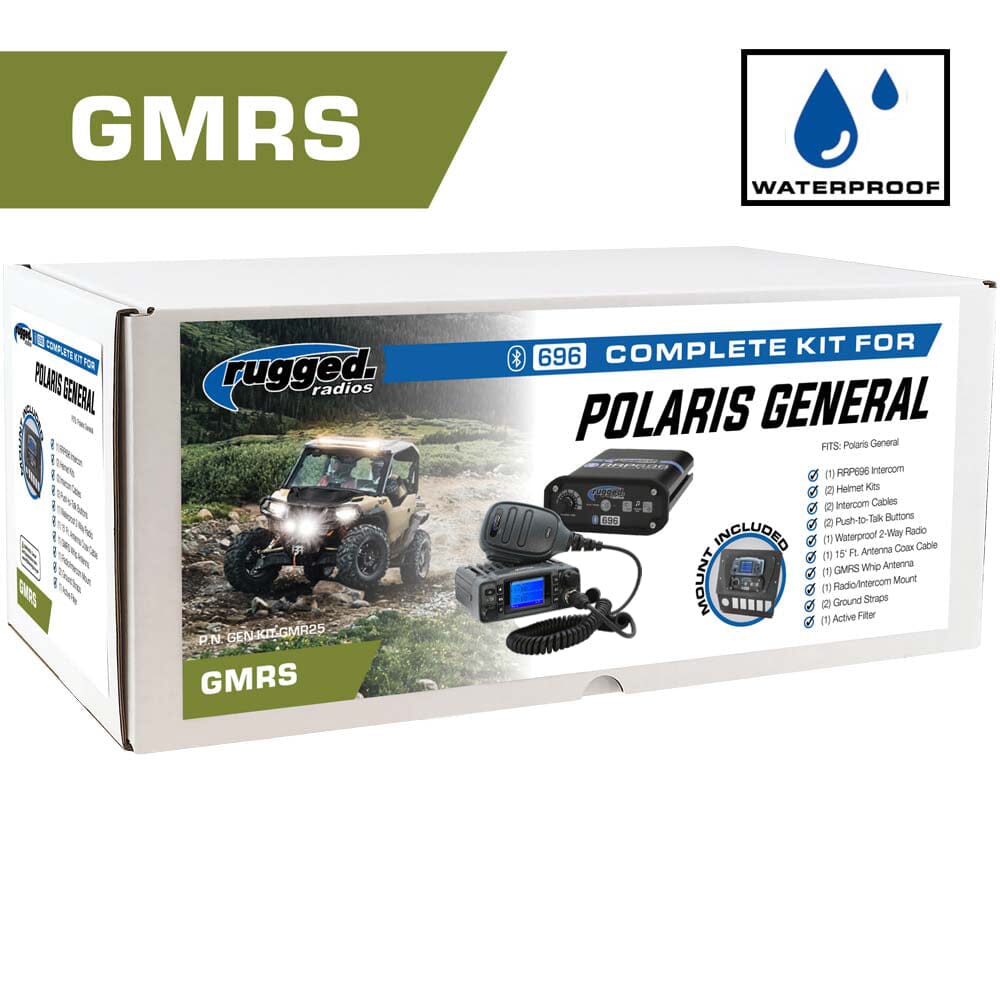 Waterproof GMRS Radio - Polaris General Complete UTV Communication Intercom Kit